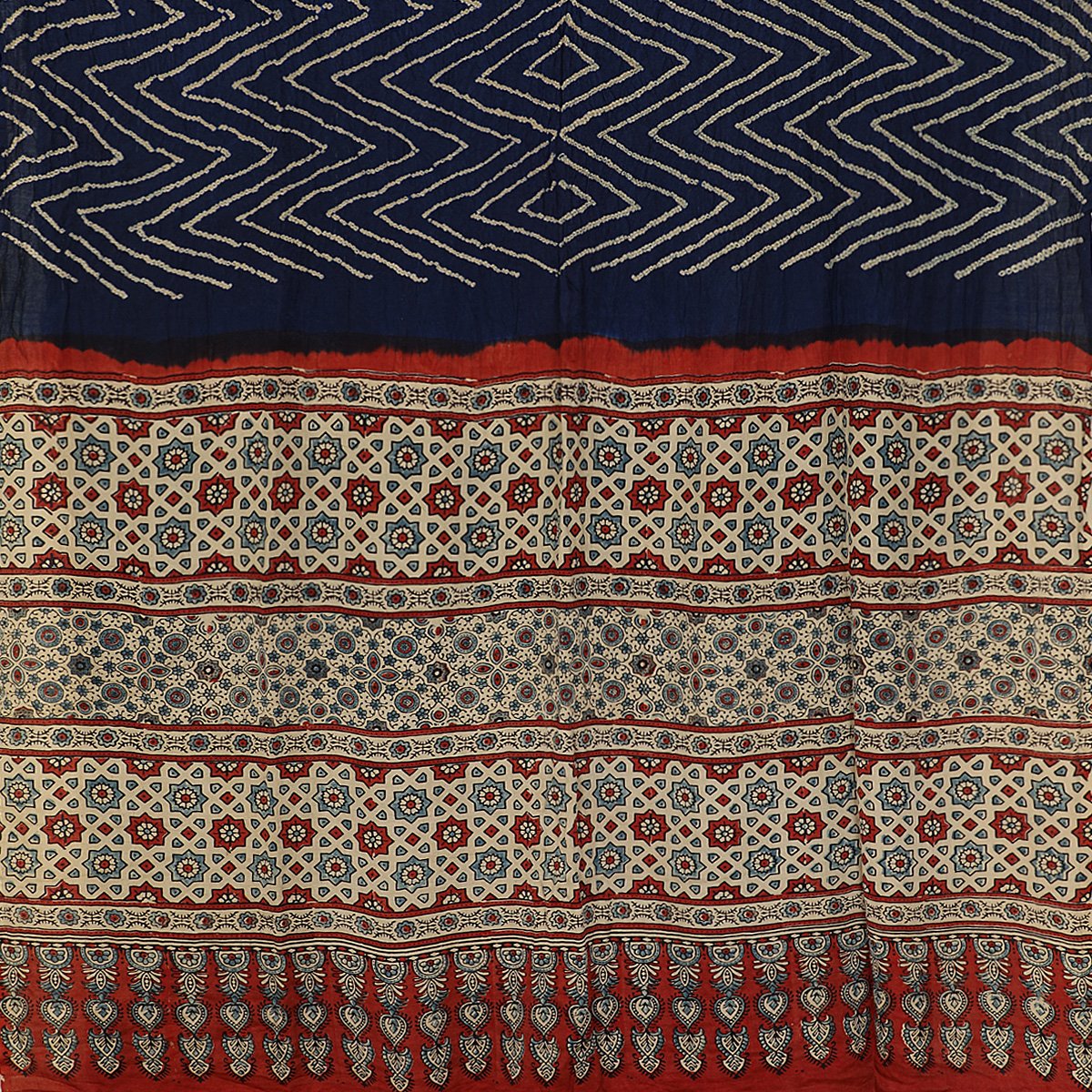 Handwoven Navy blue Gajji silk bandhani Saree- WIIAJB321 137 - WeaveinIndia