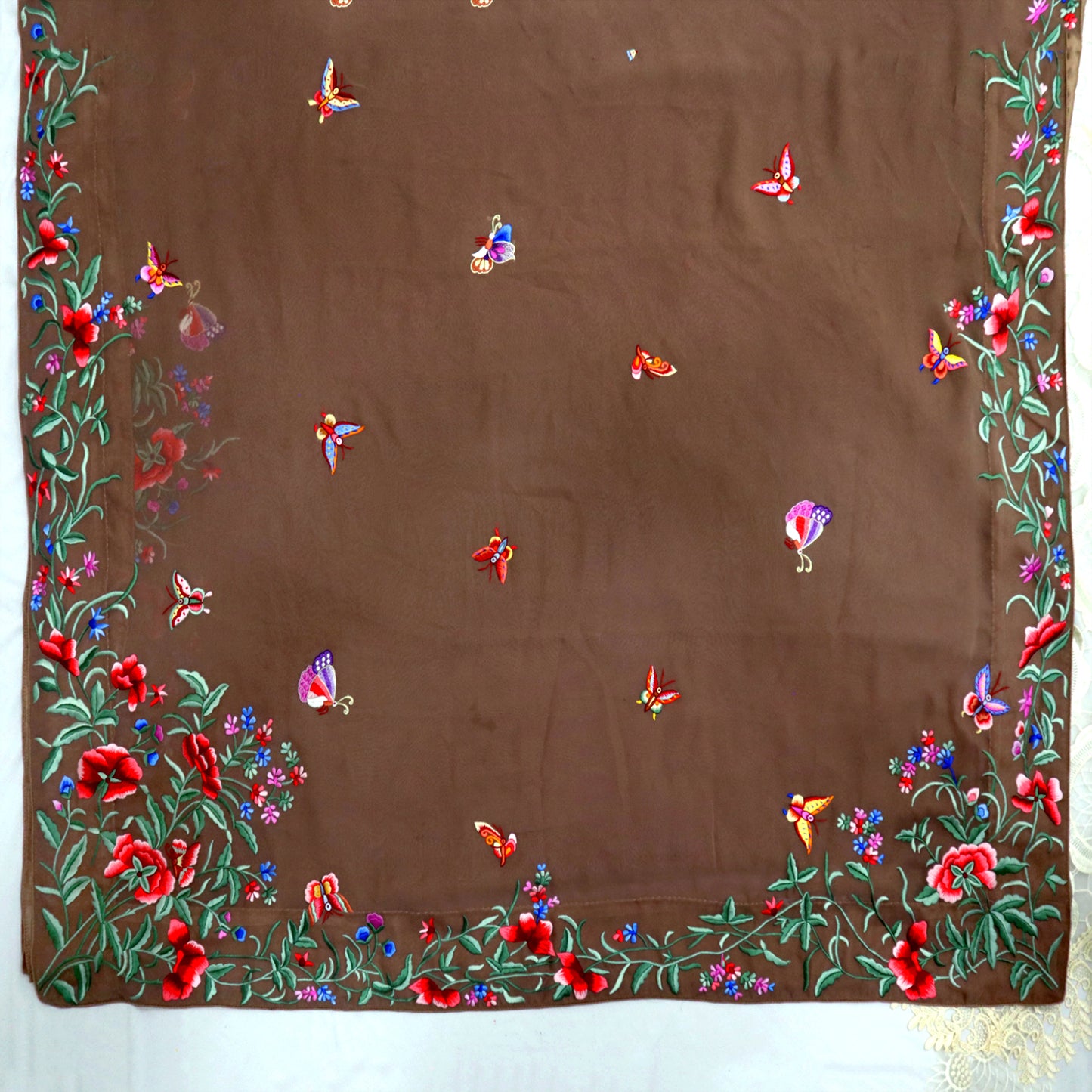 Brown Hand Embroidered Parsigara Saree -Pre Order