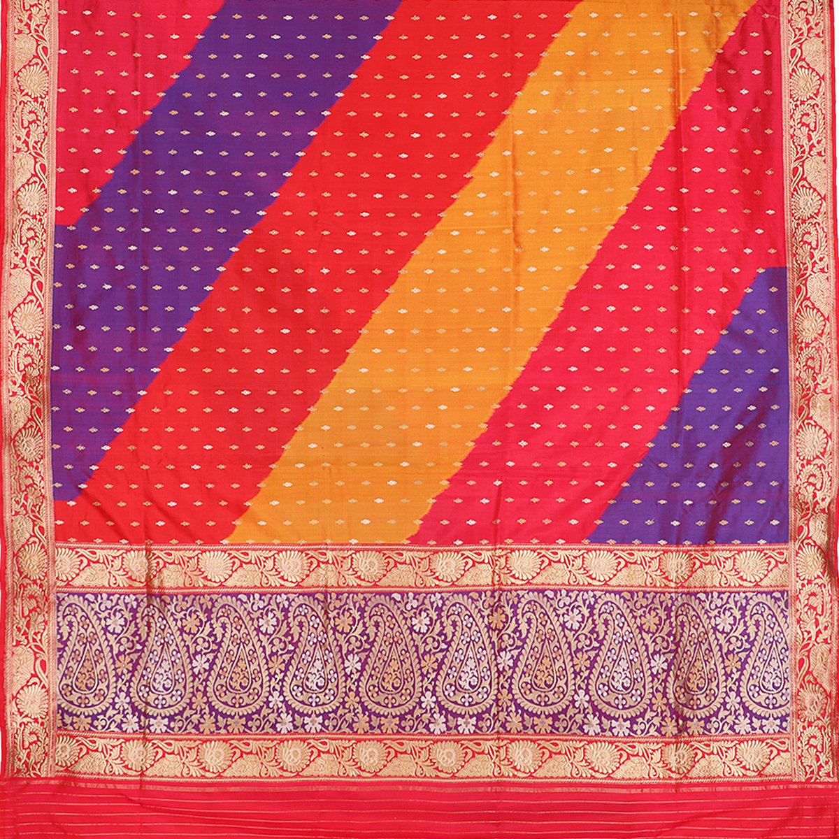 Handwoven Multicolour Banarasi Silk Sari - WIIBT0038 - Full View