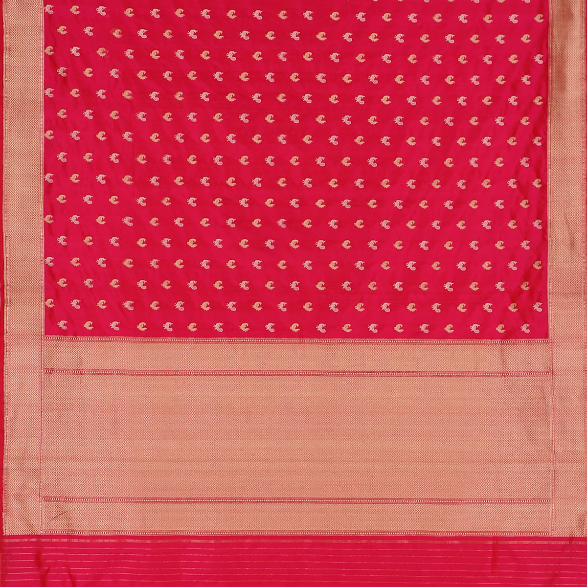 Handwoven Crimson Red Banarasi Silk Sari - WIIBT0087 - Full View