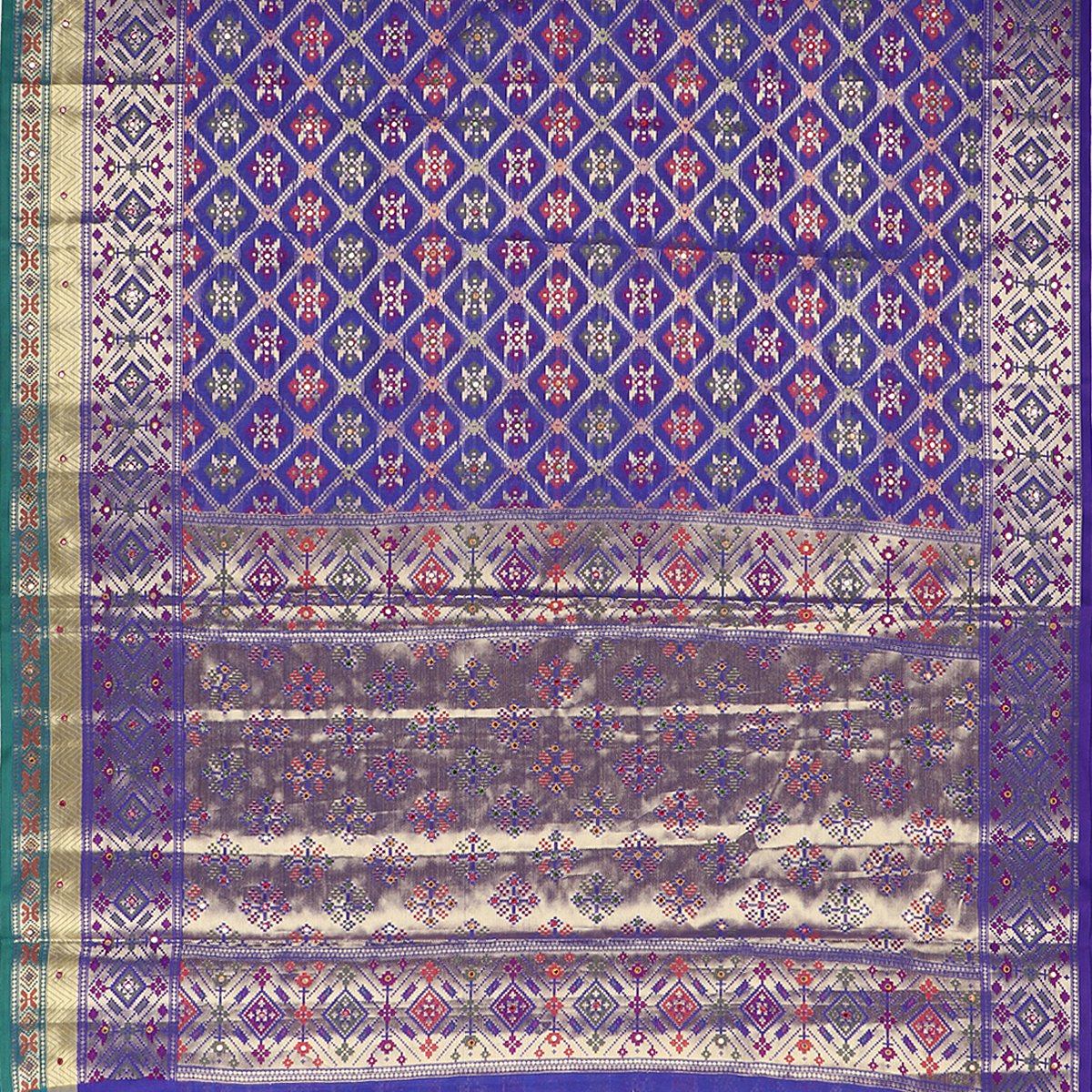 Handwoven Violet Banarasi Patola Silk Sari - WIISHNIKARIDNAM053 - Full View