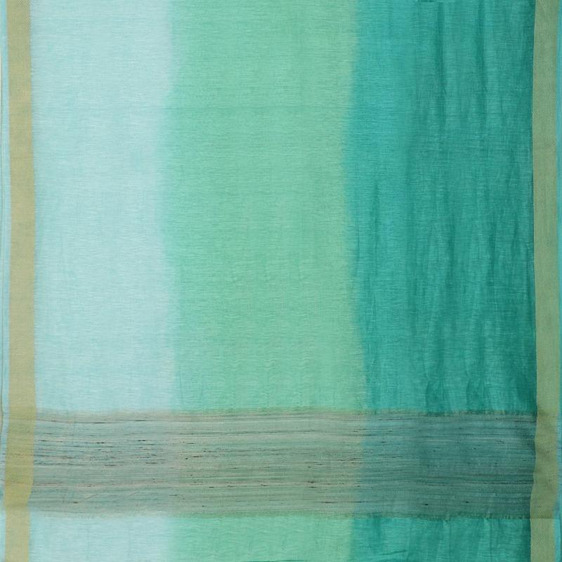 HANDWOVEN ICE BLUE LINEN SARI-WIIGS053- Full View