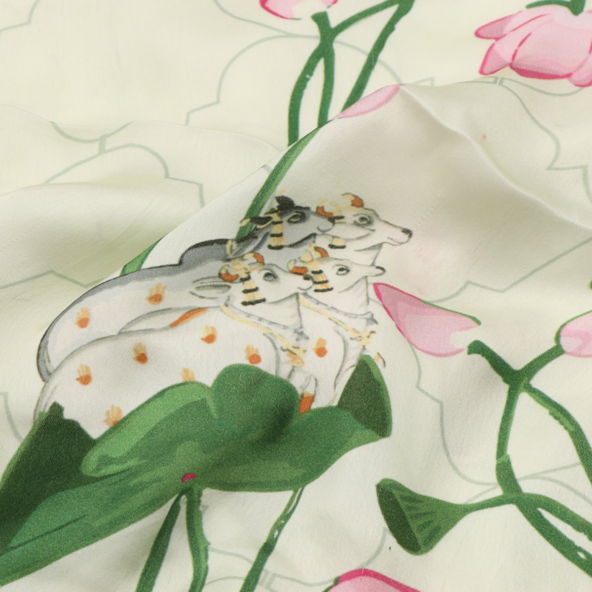 Jharokha-e-phool Digitally printed chanderi Sari - WeaveinIndia