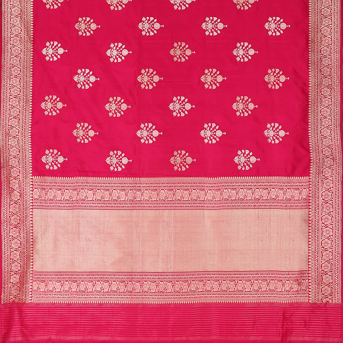 Handwoven Rani Pink Banarasi Silk Sari - WIIBT0007 - Full View