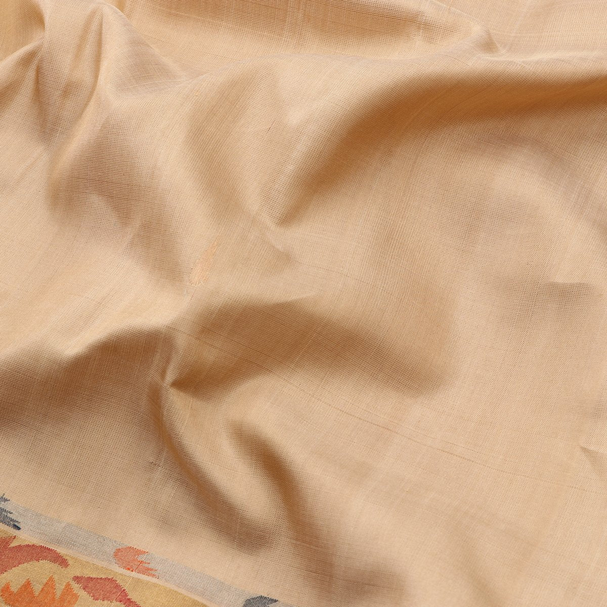 Handwoven Beige Uppada Silk Sari With Ashavali Border-WIIGS044-Design View