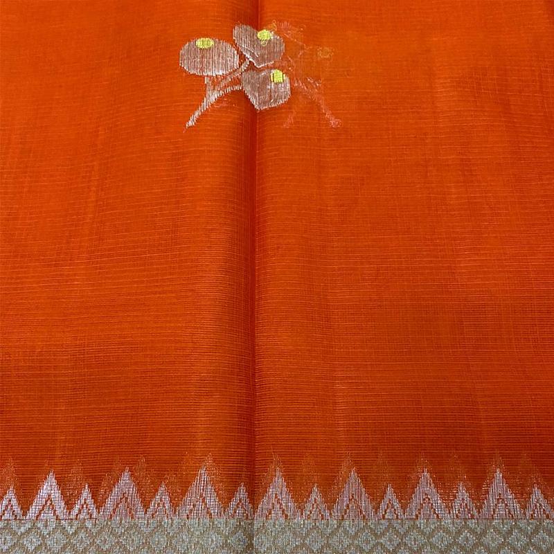 Orange Kota Silk Saree - WeaveinIndia