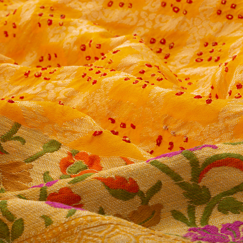 Sunshine Yellow Bandhani Saree