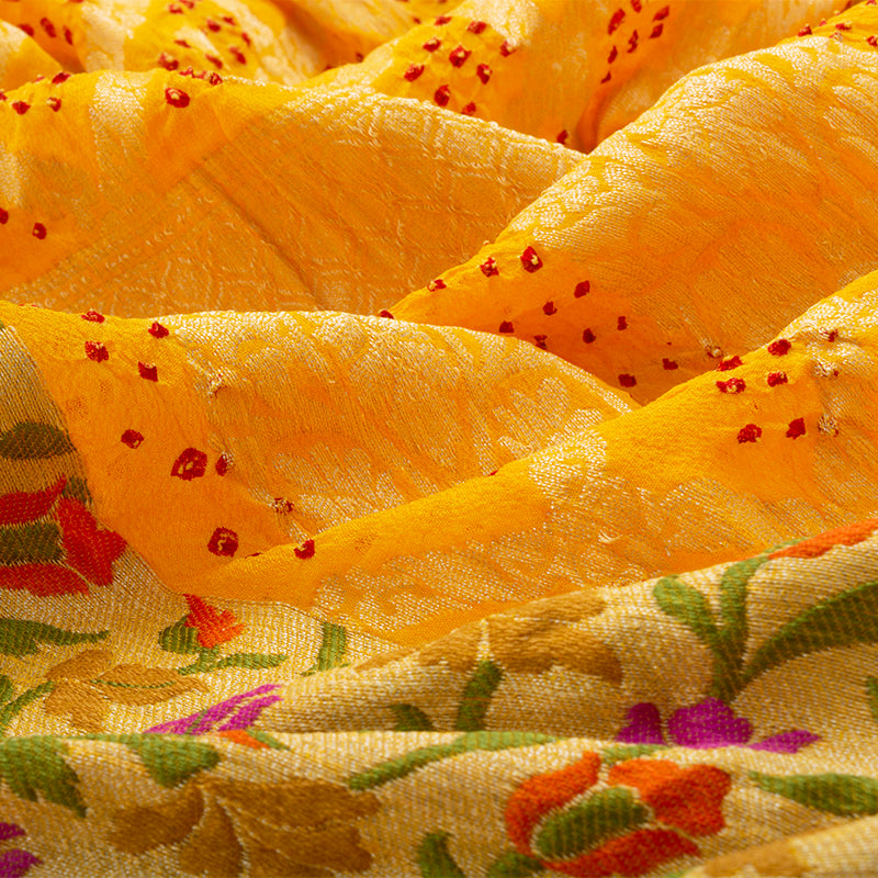 Sunshine Yellow Bandhani Saree