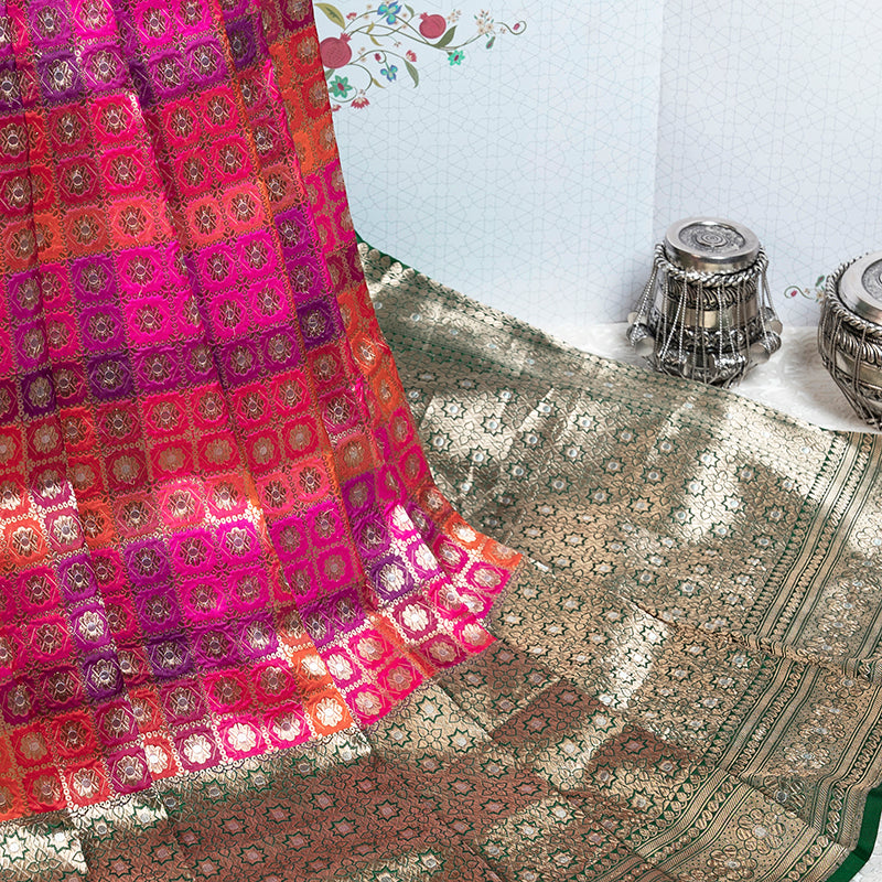 Multicolour Banarasi Rangkt Silk Saree