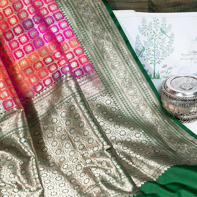 Multicolour Banarasi Rangkt Silk Saree