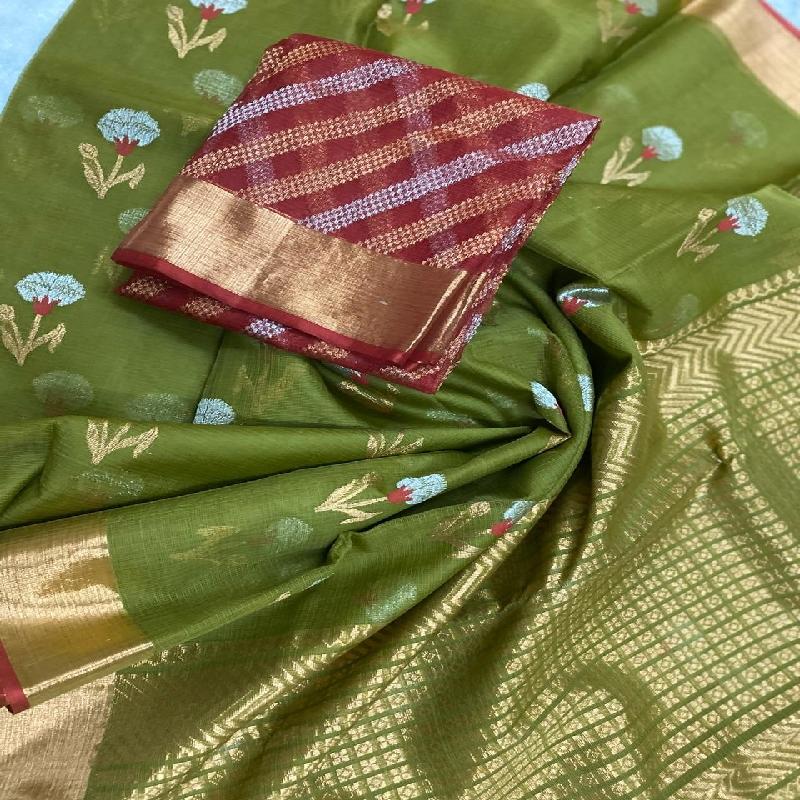 Green Kota Silk Saree - WeaveinIndia