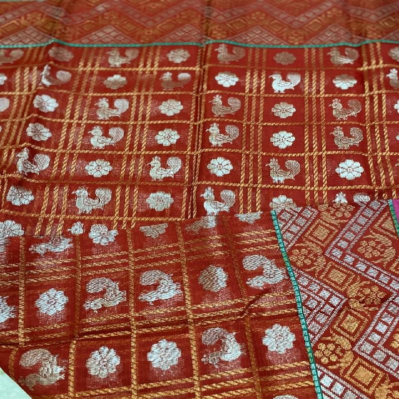 Maroon Kota Silk Saree - WeaveinIndia