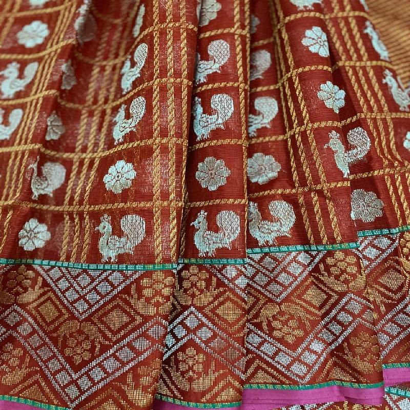 Maroon Kota Silk Saree - WeaveinIndia