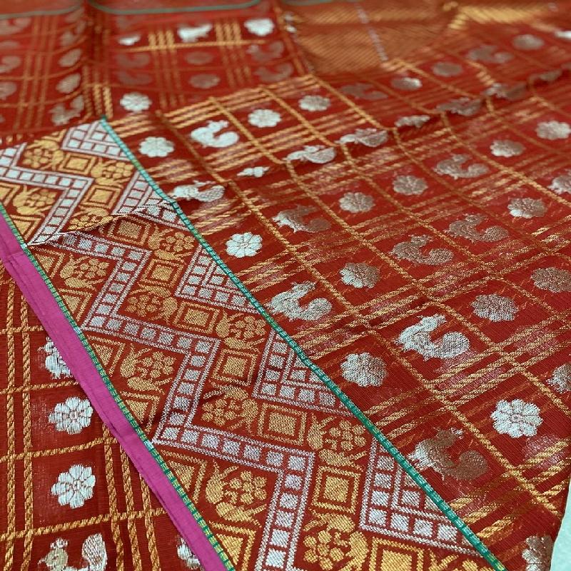 Maroon Kota Silk Saree - WeaveinIndia