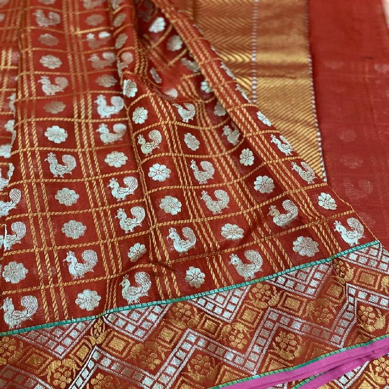 Maroon Kota Silk Saree - WeaveinIndia