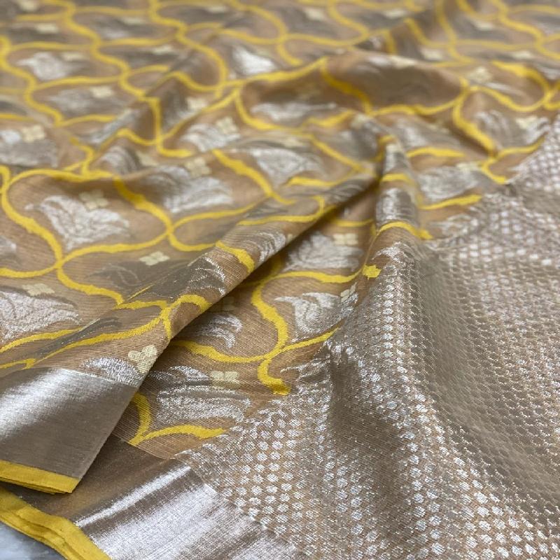 Beige Kota Silk Saree - WeaveinIndia