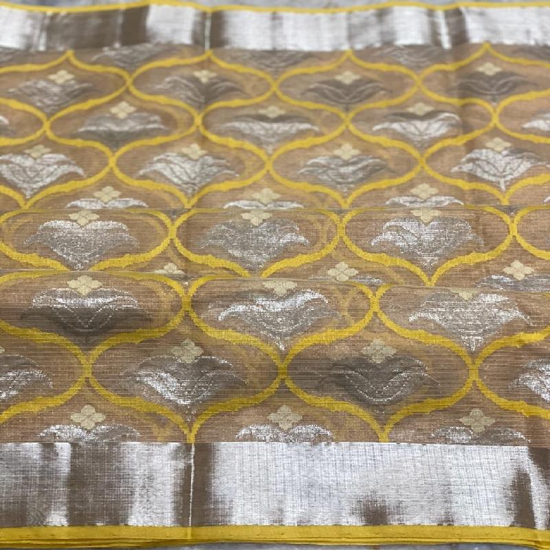 Beige Kota Silk Saree - WeaveinIndia