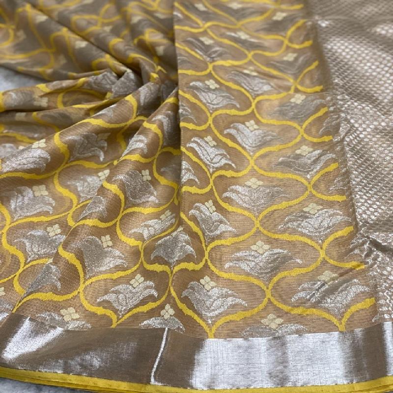 Beige Kota Silk Saree - WeaveinIndia
