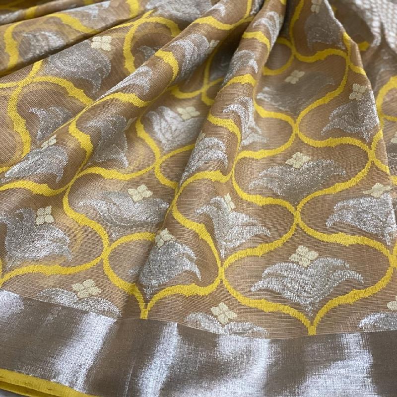 Beige Kota Silk Saree - WeaveinIndia