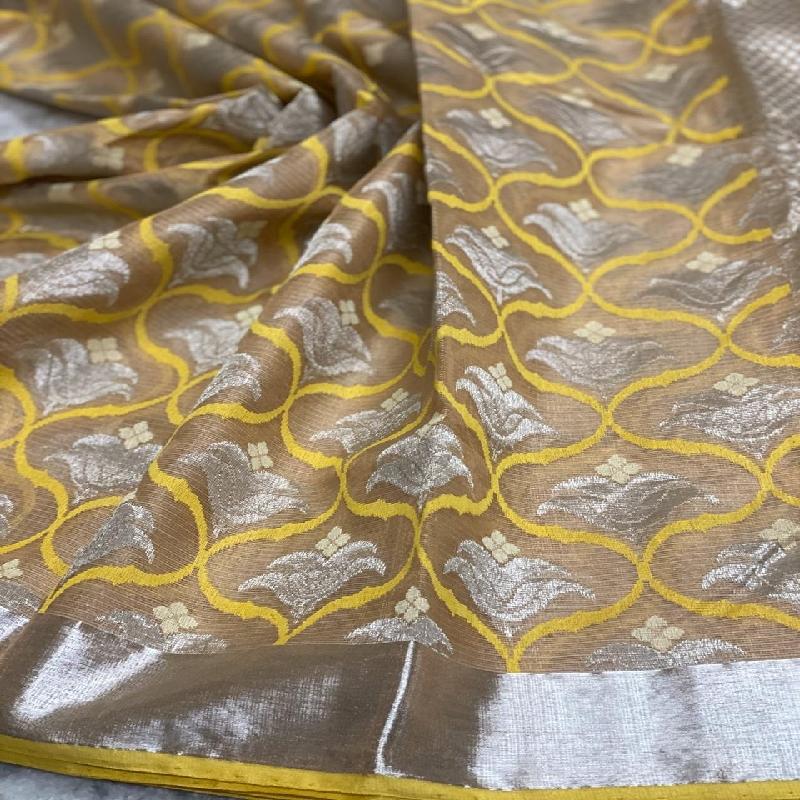Beige Kota Silk Saree - WeaveinIndia