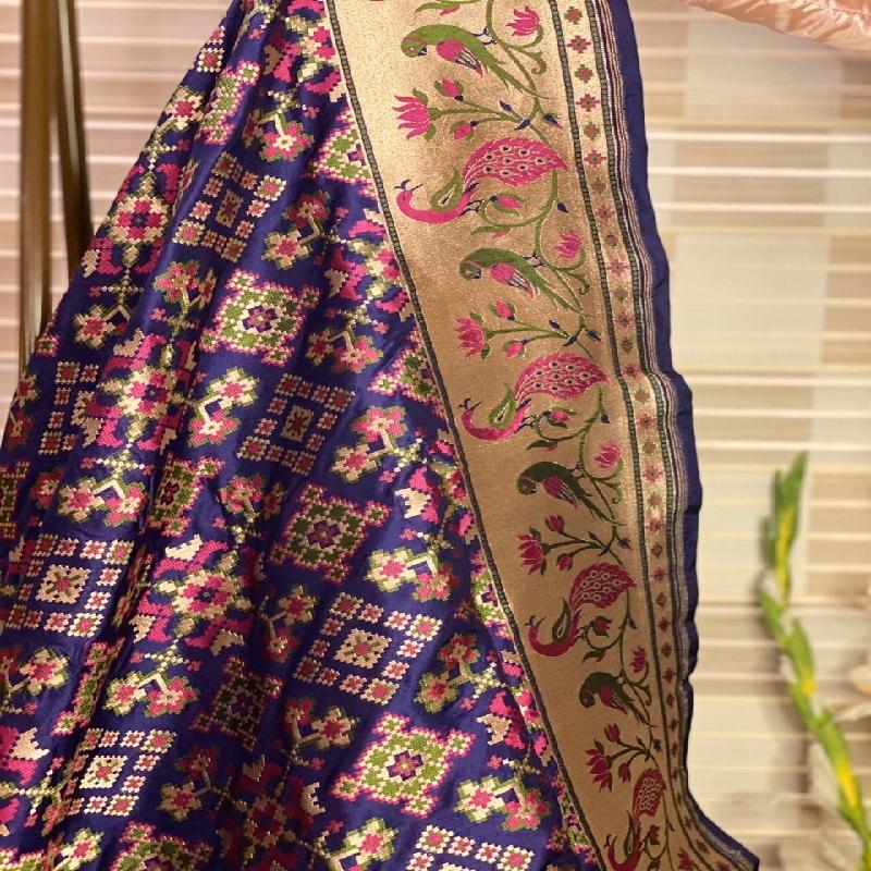 Royal Blue Banarasi Dupatta - WeaveinIndia