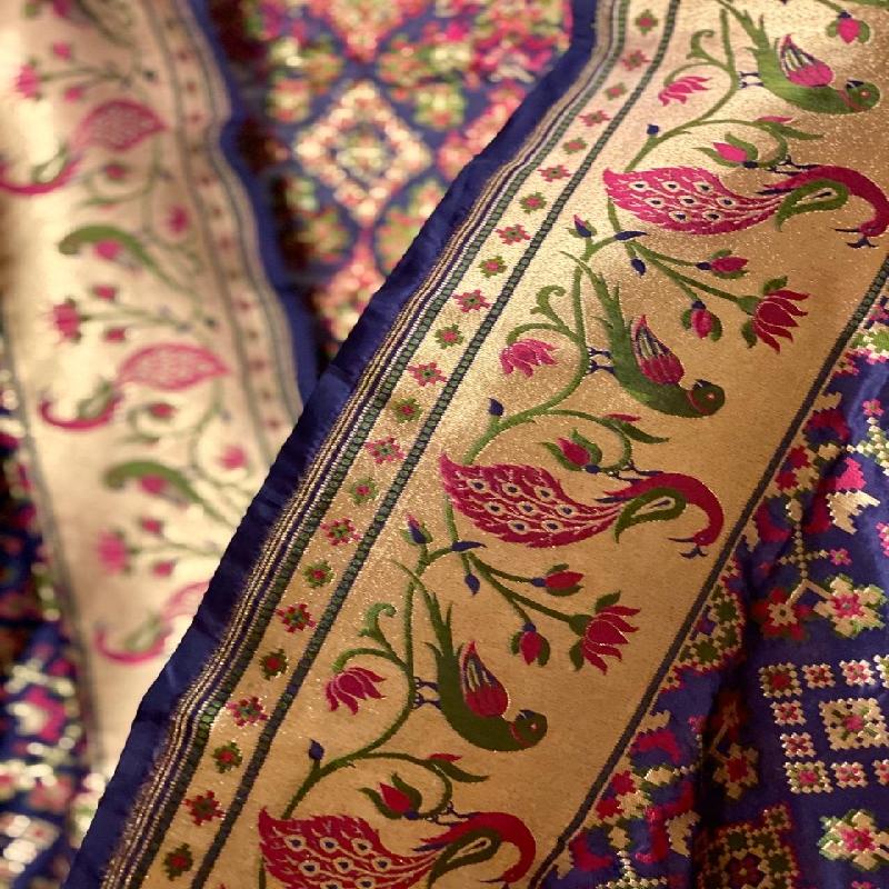 Royal Blue Banarasi Dupatta - WeaveinIndia