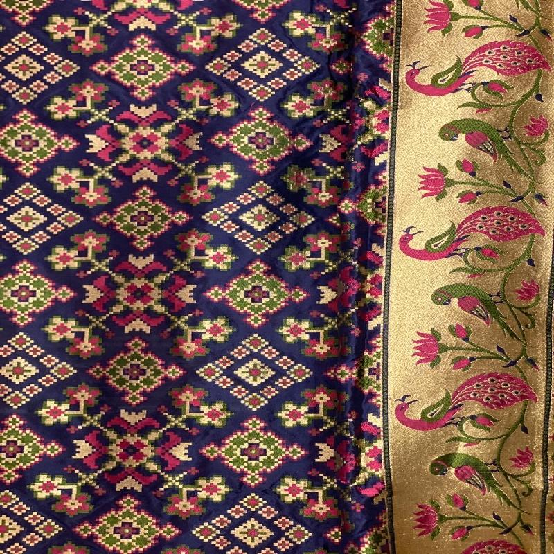 Royal Blue Banarasi Dupatta - WeaveinIndia