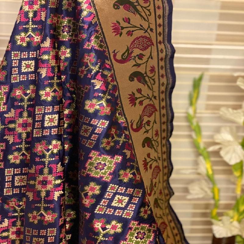 Royal Blue Banarasi Dupatta - WeaveinIndia