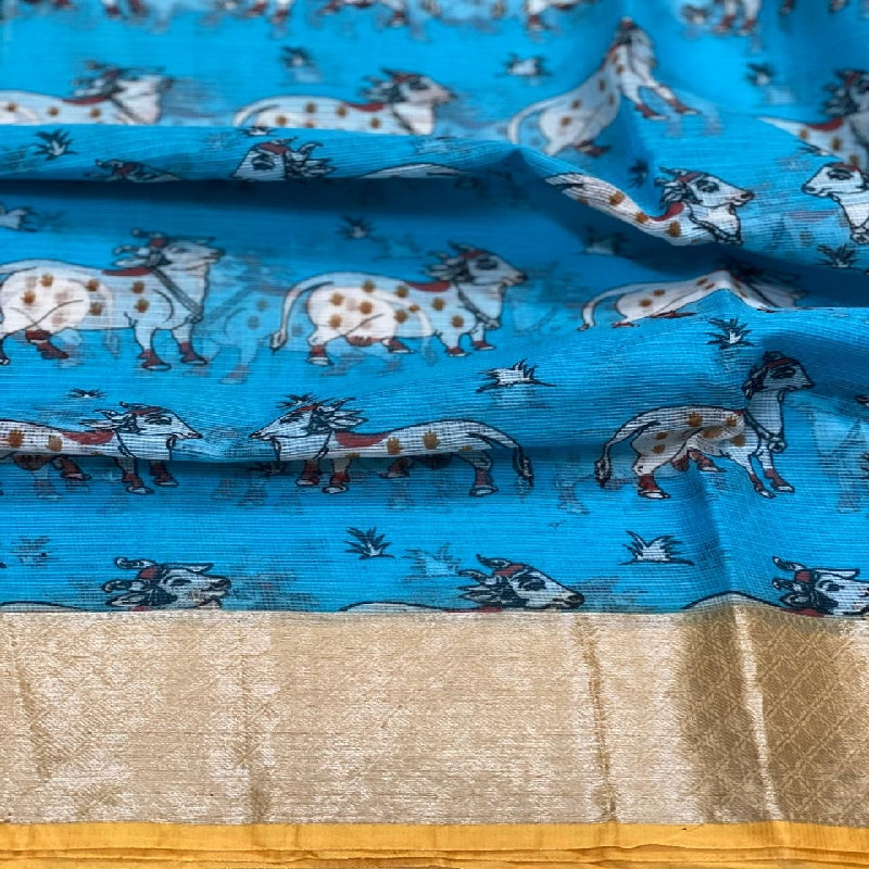 Cobalt Blue Kota Silk Saree