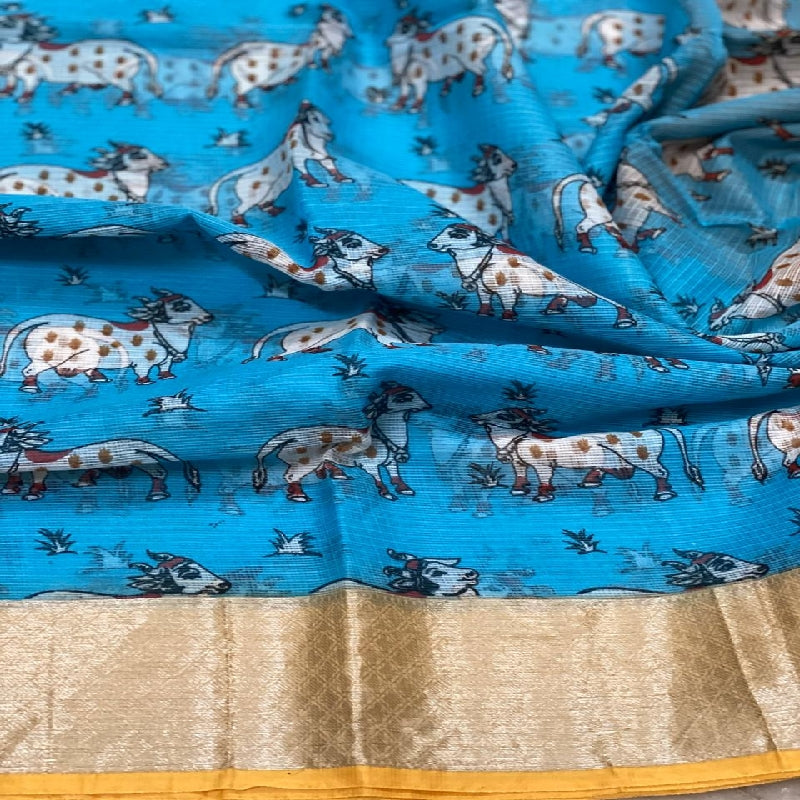 Cobalt Blue Kota Silk Saree