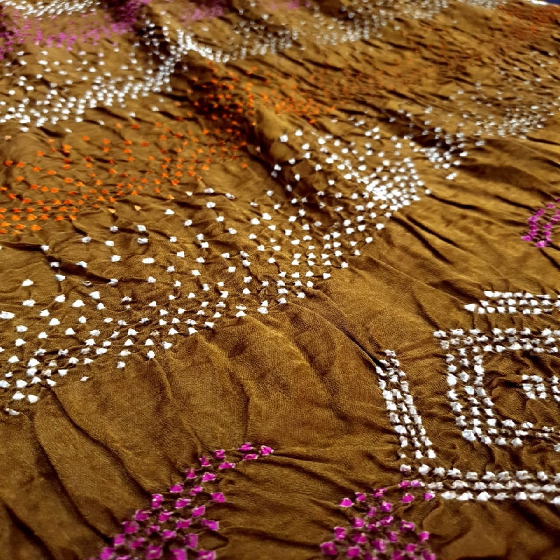 Mustard Bandhani Saree