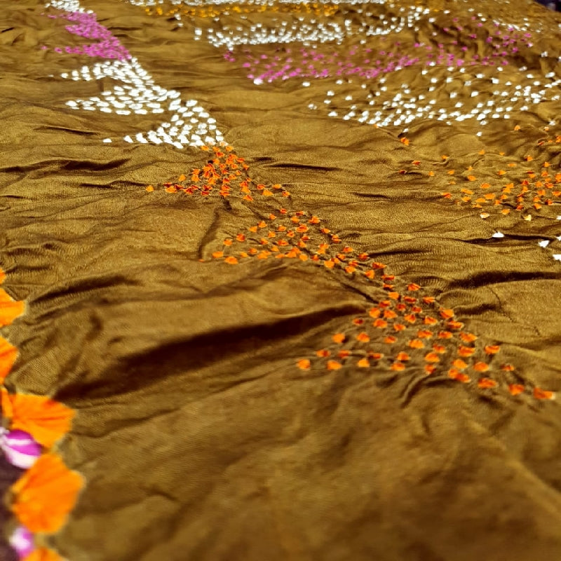 Mustard Bandhani Saree