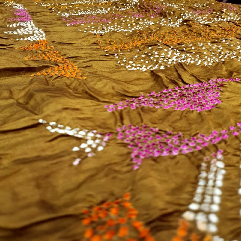 Mustard Bandhani Saree