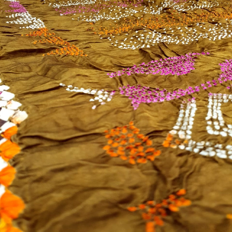 Mustard Bandhani Saree