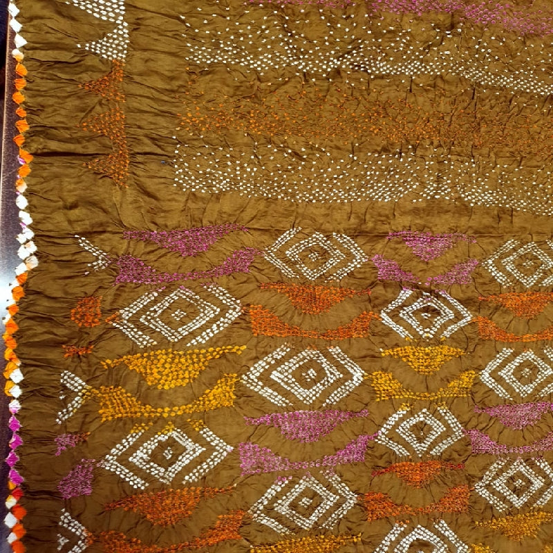 Mustard Bandhani Saree
