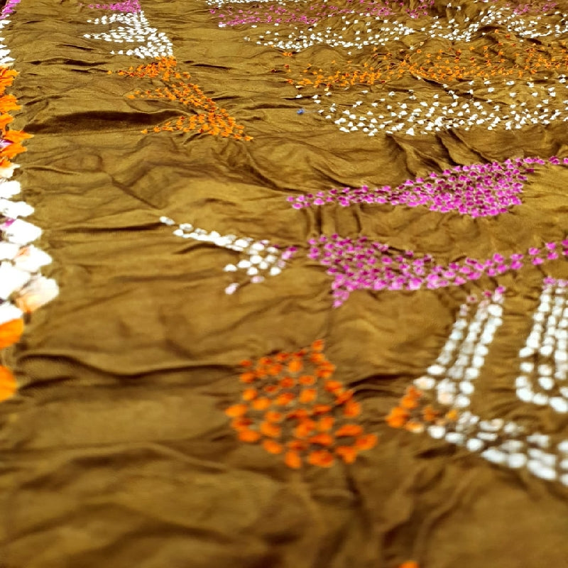 Mustard Bandhani Saree