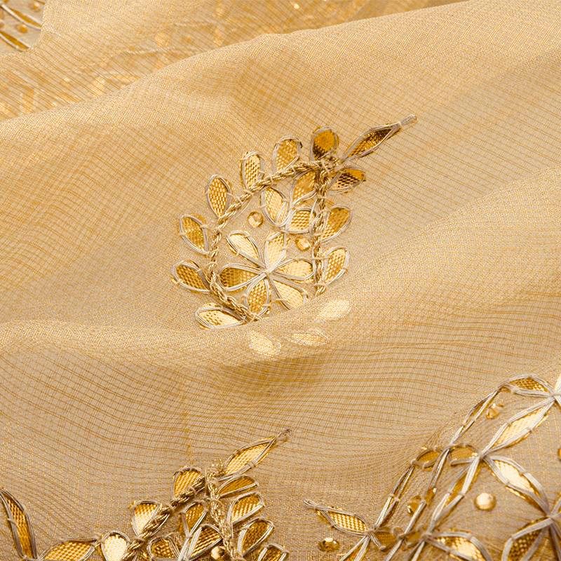 Golden Beige Tissue Kota Silk Saree