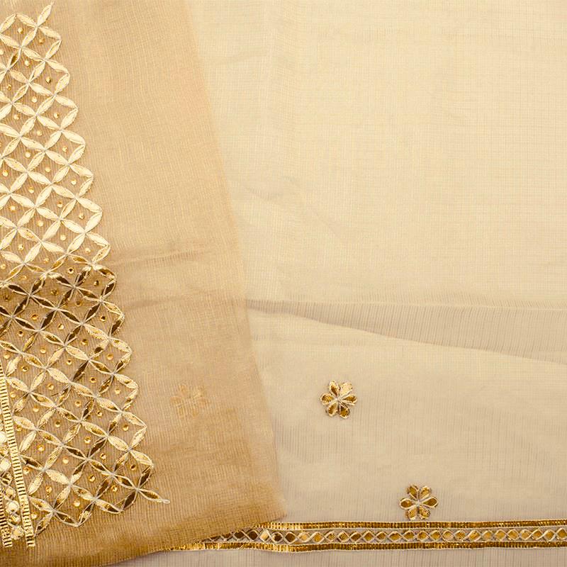 Golden Beige Tissue Kota Silk Saree