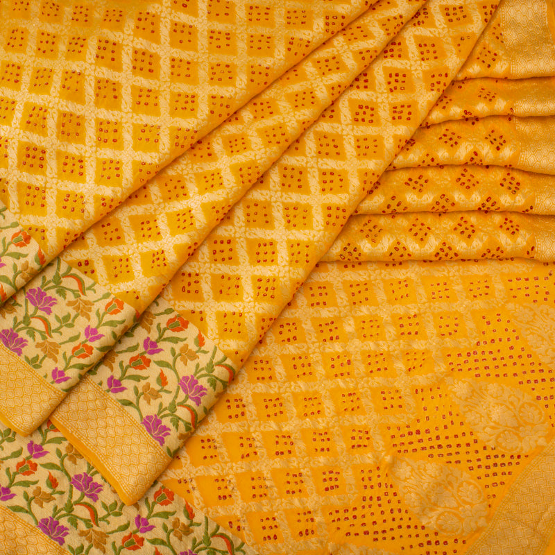 Sunshine Yellow Bandhani Saree