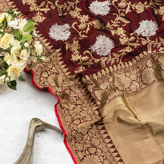 Brown Banarasi Silk Saree - Pre Order