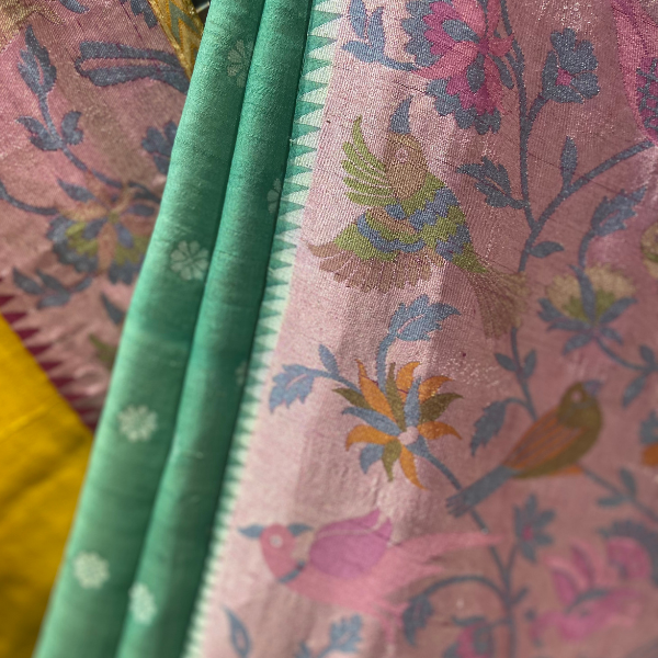 Green Tussar Georgette Silk Saree