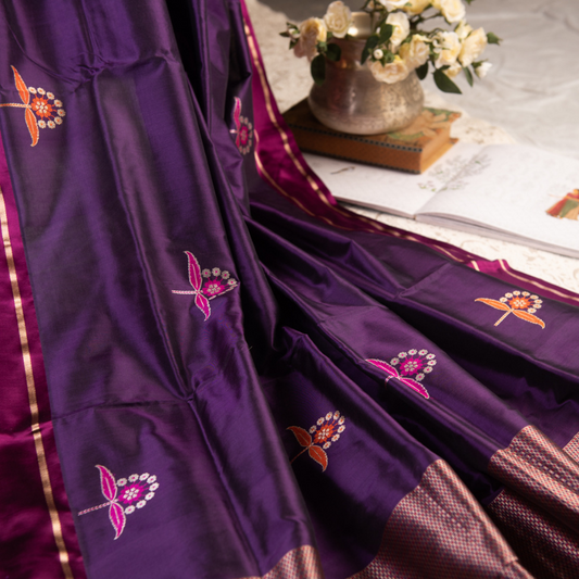 Royal Purple Banarasi Mashru Silk Saree