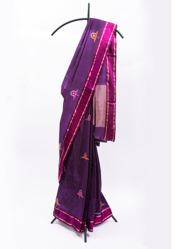 Royal Purple Banarasi Mashru Silk Saree