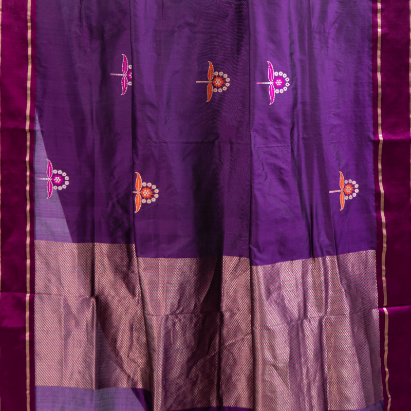 Royal Purple Banarasi Mashru Silk Saree
