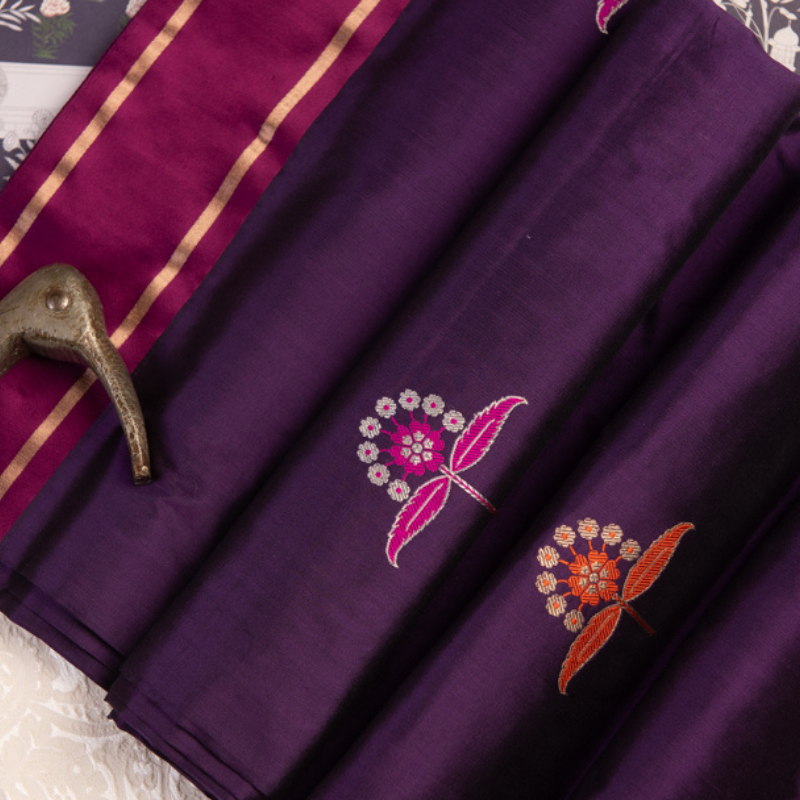 Royal Purple Banarasi Mashru Silk Saree