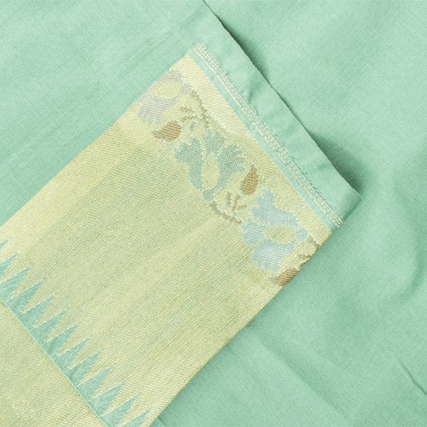 Handwoven Paithani Silk Sari with Floral Pattern-WIISHNIKARIDNAM0153 - Blouse View