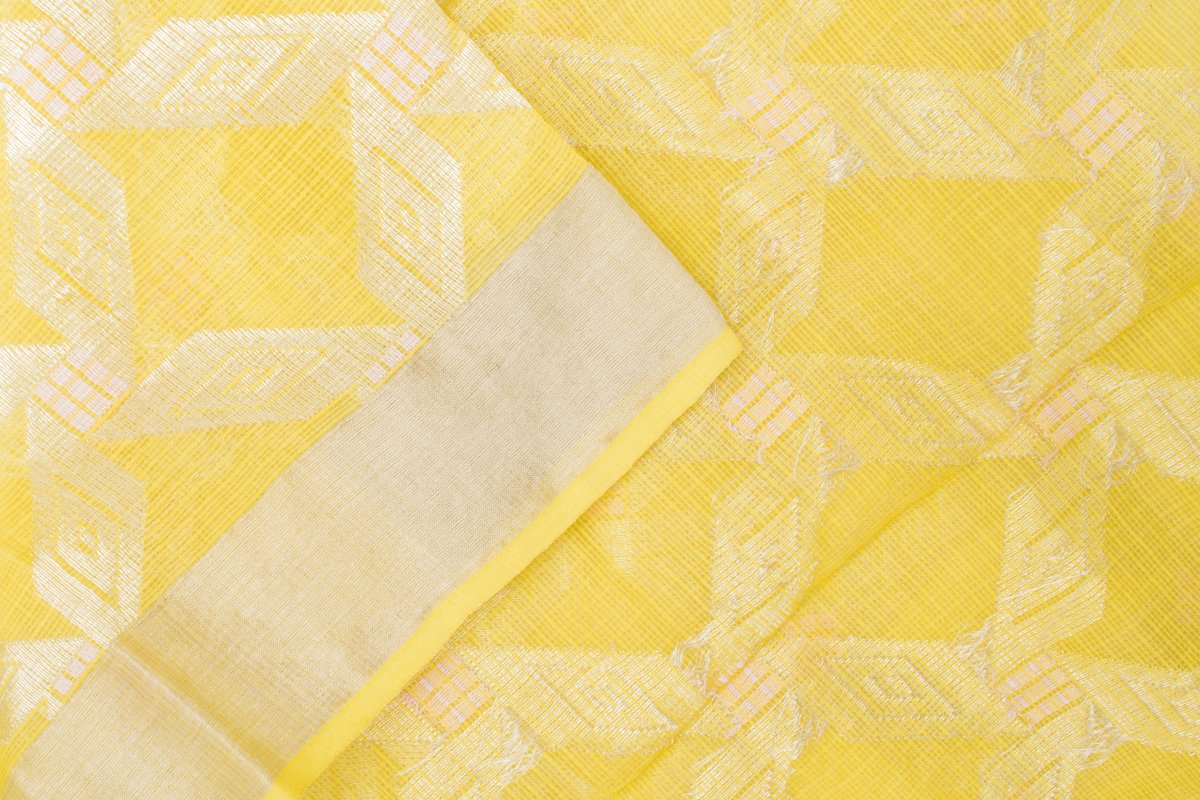 Handwoven Salmon Pink Kota Silk Sari - WIINRM032 - Blouse View