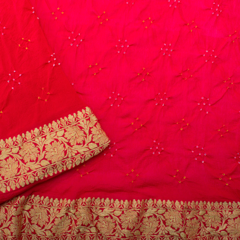 Rani Pink Shaded Bandhani Saree