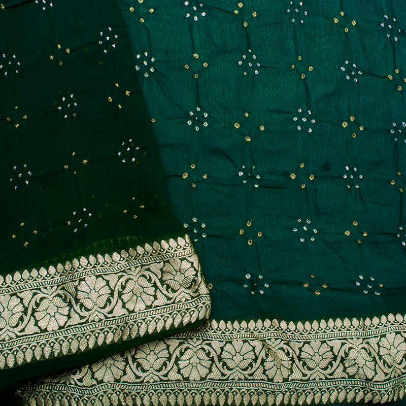 Green Shaded Bandhani Saree