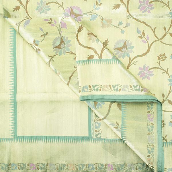 Handwoven Paithani Silk Sari with Floral Pattern-WIISHNIKARIDNAM0153 - Body View